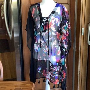 Letarte Beach Cover up- sheer skull print